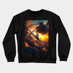 Spitfire Aircraft in the Sunset Aircraft art Crewneck Sweatshirt